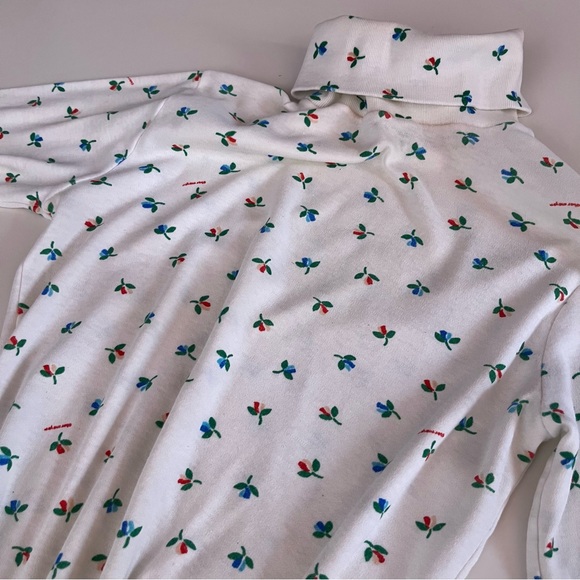 Vintage 60 70 Obermeyer Cottagecore Flower Ski Turtleneck Tee shirt Base Layer - Picture 6 of 16